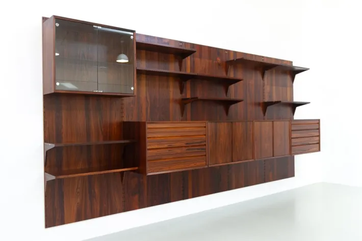 Pamono Vintage Danish Rosewood 5-Bay Modular Wall Unit by Poul Cadovius for Cado, 1960s New