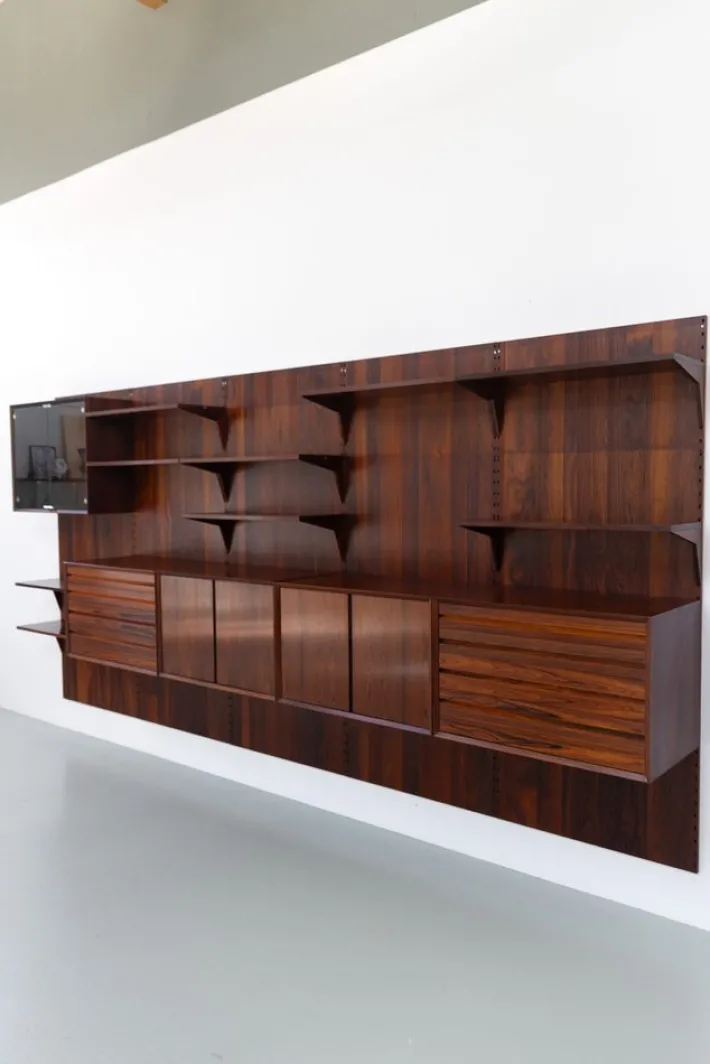 Pamono Vintage Danish Rosewood 5-Bay Modular Wall Unit by Poul Cadovius for Cado, 1960s New