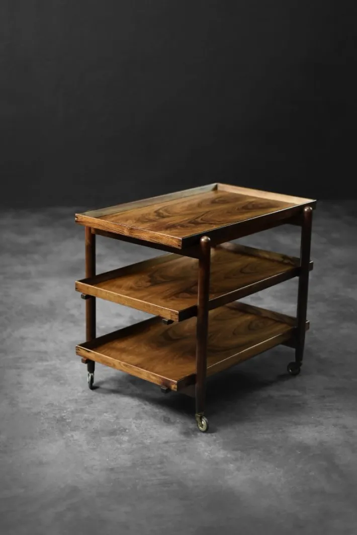 Pamono Vintage Danish Rosewood Serving Trolley by Poul Hundevad, 1960s