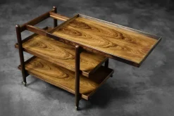 Pamono Vintage Danish Rosewood Serving Trolley by Poul Hundevad, 1960s