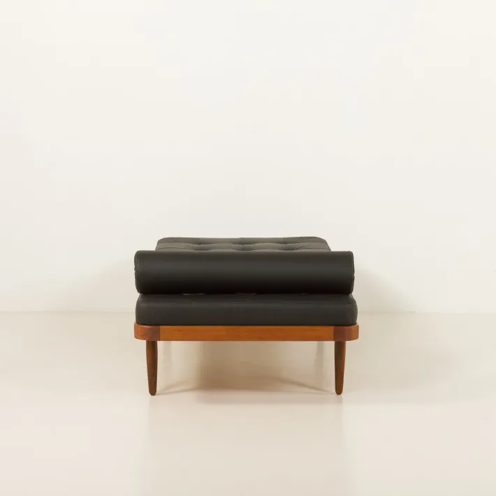 Pamono Vintage Danish Teak Daybed in Black Leather, 1960s