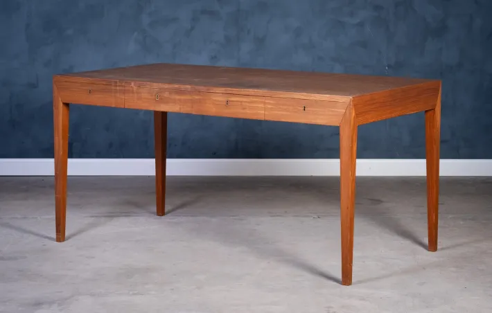 Pamono Vintage Danish Teak Desk by Severin Hansen for Haslev Møbelfabrik, 1950s