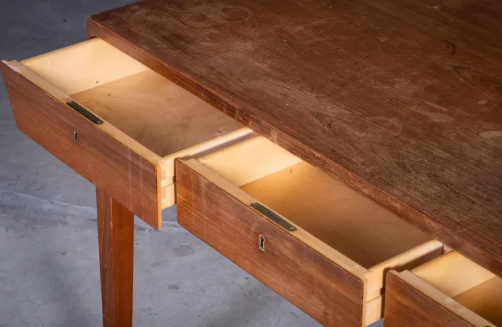 Pamono Vintage Danish Teak Desk by Severin Hansen for Haslev Møbelfabrik, 1950s