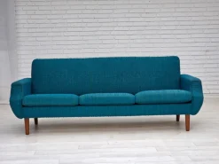 Pamono Vintage Danish Three-Seater Sofa in Wool and Teak, 1970s New