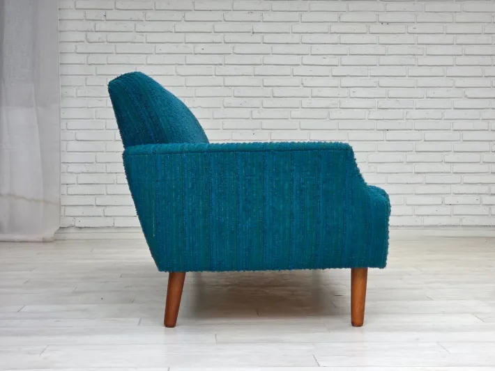 Pamono Vintage Danish Three-Seater Sofa in Wool and Teak, 1970s New
