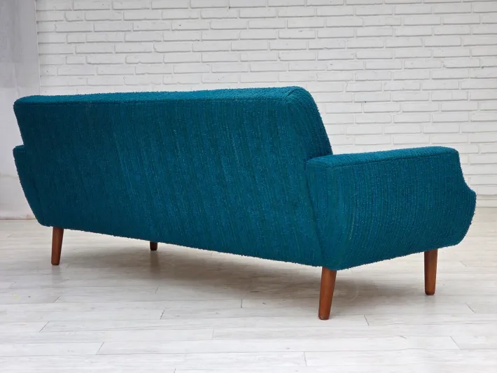 Pamono Vintage Danish Three-Seater Sofa in Wool and Teak, 1970s New
