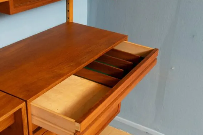 Pamono Vintage Danish Two-Bay Wall System Bookcase in Teak by Poul Cadovius Hot