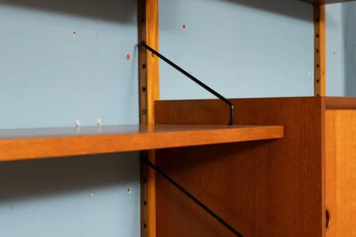 Pamono Vintage Danish Two-Bay Wall System Bookcase in Teak by Poul Cadovius Hot