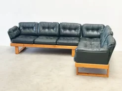 Pamono Vintage Dark Green German Corner Bench, 1970s, Set of 2