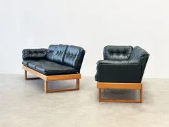 Pamono Vintage Dark Green German Corner Bench, 1970s, Set of 2