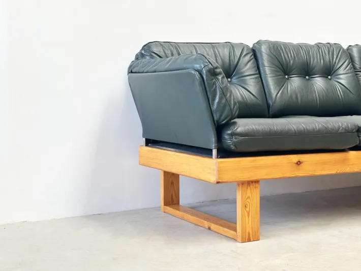 Pamono Vintage Dark Green German Corner Bench, 1970s, Set of 2