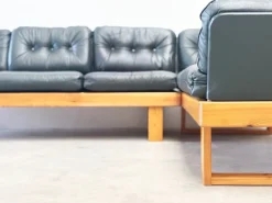 Pamono Vintage Dark Green German Corner Bench, 1970s, Set of 2