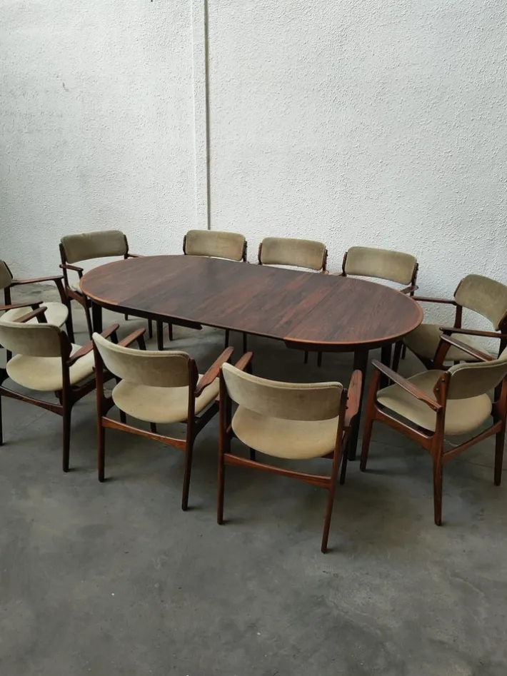 Pamono Vintage Dining Set by Erik Buck, Set of 11 Online