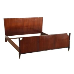 Pamono Vintage Double Bed in Wood Veneer, Italy, 1950s-1960s Clearance