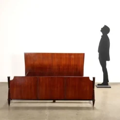 Pamono Vintage Double Bed in Wood Veneer, Italy, 1950s-1960s Clearance