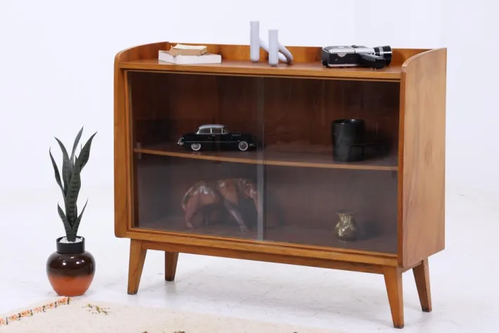 Pamono Vintage Dresser with Glass Doors, 1970s Best