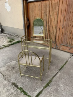 Pamono Vintage Dressing Table and Stool in Brass, 1950s, Set of 2 Clearance