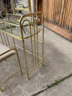 Pamono Vintage Dressing Table and Stool in Brass, 1950s, Set of 2 Clearance