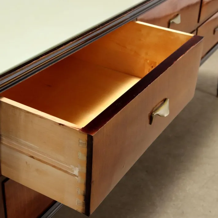 Pamono Vintage Dressing Table in Wood & Glass Top with Mirror, Italy, 1960s Hot