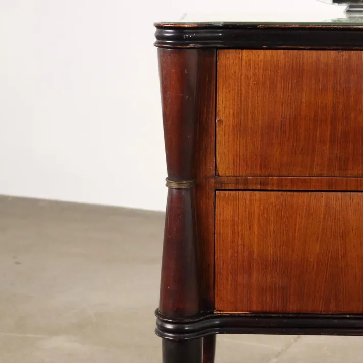 Pamono Vintage Dressing Table in Wood & Glass Top with Mirror, Italy, 1960s Hot