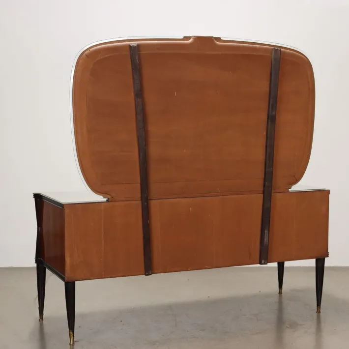 Pamono Vintage Dressing Table in Wood & Glass Top with Mirror, Italy, 1960s Hot