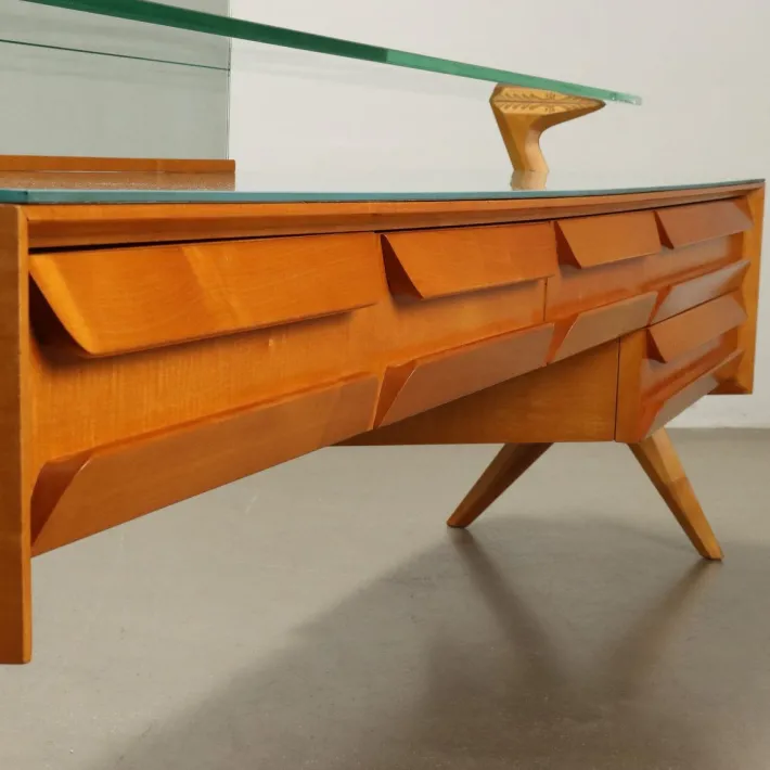 Pamono Vintage Dressing with Vanity Table Maple and Glass, 1950s Outlet