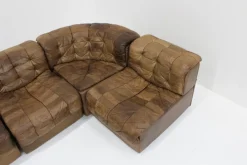 Pamono Vintage DS 11 Modular Sofa in Brown Patchwork Leather from de Sede, 1970s, Set of 6 Sale