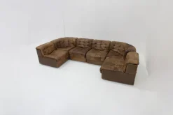 Pamono Vintage DS 11 Modular Sofa in Brown Patchwork Leather from de Sede, 1970s, Set of 6 Sale
