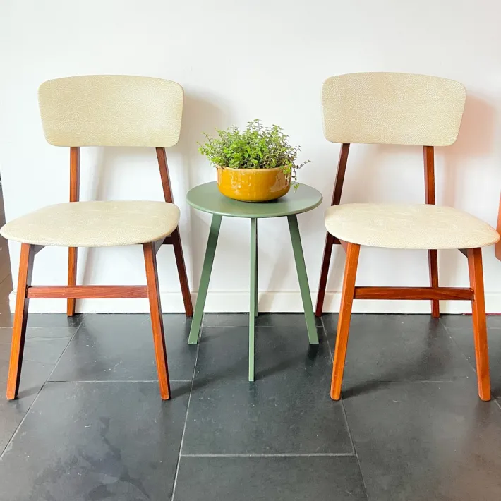 Pamono Vintage Dutch Chair in Wood and Faux Leather from Simpla-Lux, 1960s Clearance