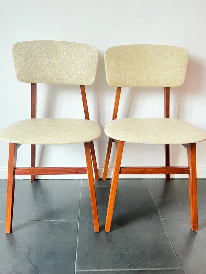 Pamono Vintage Dutch Chair in Wood and Faux Leather from Simpla-Lux, 1960s Clearance