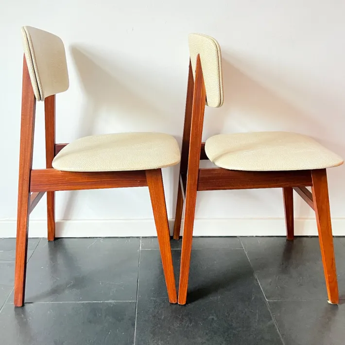 Pamono Vintage Dutch Chair in Wood and Faux Leather from Simpla-Lux, 1960s Clearance