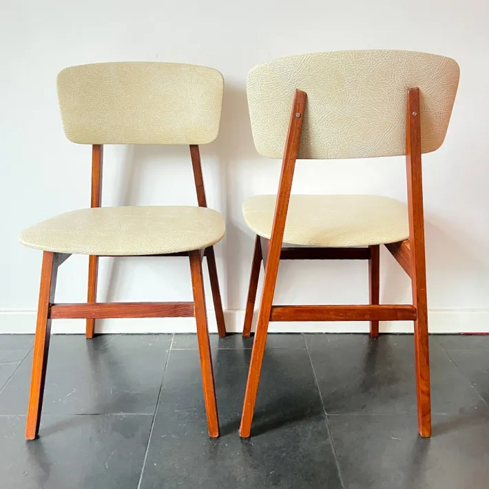 Pamono Vintage Dutch Chair in Wood and Faux Leather from Simpla-Lux, 1960s Clearance