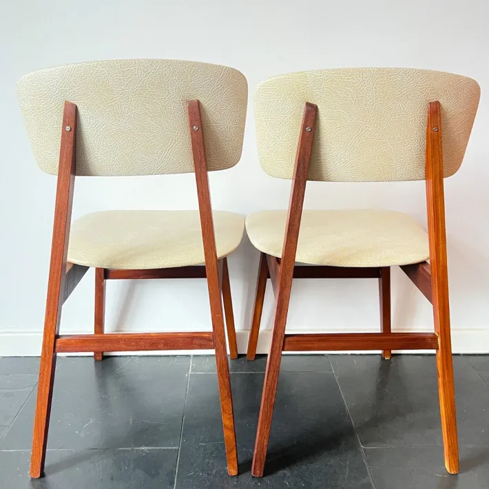 Pamono Vintage Dutch Chair in Wood and Faux Leather from Simpla-Lux, 1960s Clearance