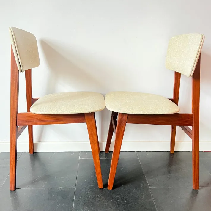 Pamono Vintage Dutch Chair in Wood and Faux Leather from Simpla-Lux, 1960s Clearance