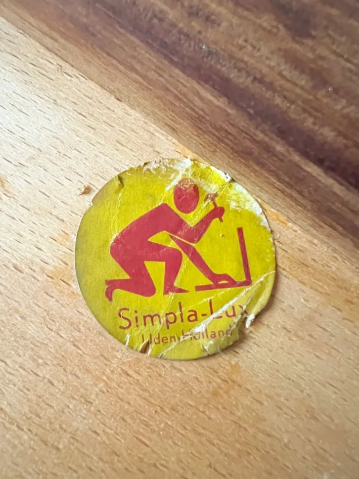 Pamono Vintage Dutch Chair in Wood and Faux Leather from Simpla-Lux, 1960s Clearance