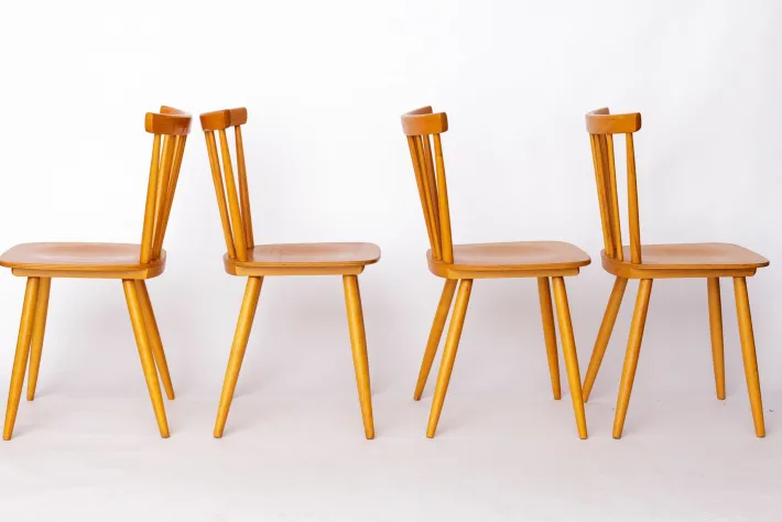 Pamono Vintage Dutch Kitchen Chairs with Beech Frames, 1960s, Set of 4