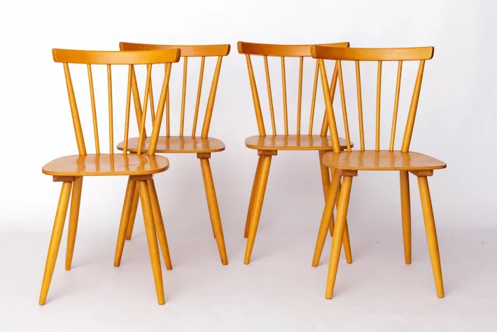 Pamono Vintage Dutch Kitchen Chairs with Beech Frames, 1960s, Set of 4