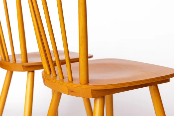 Pamono Vintage Dutch Kitchen Chairs with Beech Frames, 1960s, Set of 4