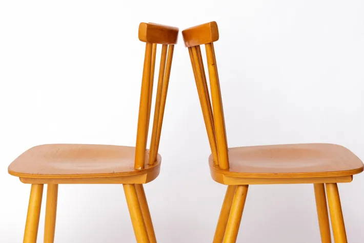 Pamono Vintage Dutch Kitchen Chairs with Beech Frames, 1960s, Set of 4