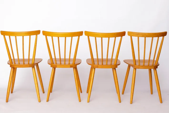 Pamono Vintage Dutch Kitchen Chairs with Beech Frames, 1960s, Set of 4