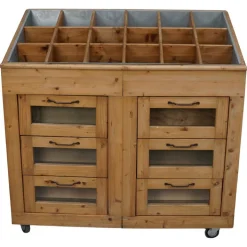 Pamono Vintage Dutch Pine Haberdashery Shop Cabinet with Glass Fronts Clearance