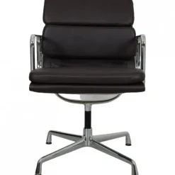Pamono Vintage EA-208 Chair in Dark Brown Leather by Charles Eames, 2000s Sale