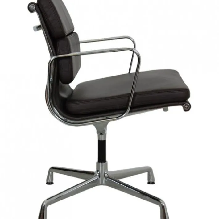 Pamono Vintage EA-208 Chair in Dark Brown Leather by Charles Eames, 2000s Sale