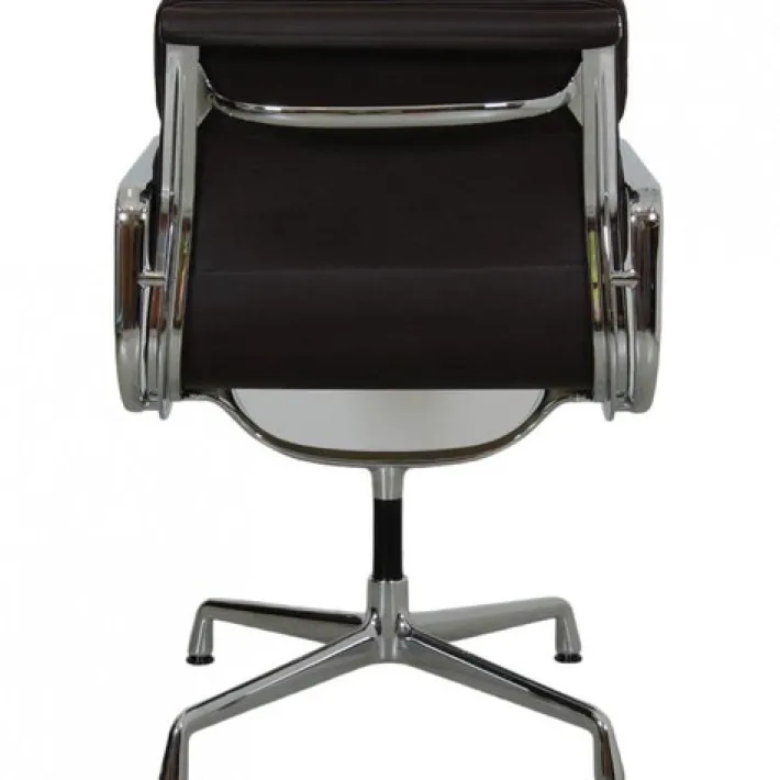 Pamono Vintage EA-208 Chair in Dark Brown Leather by Charles Eames, 2000s Sale