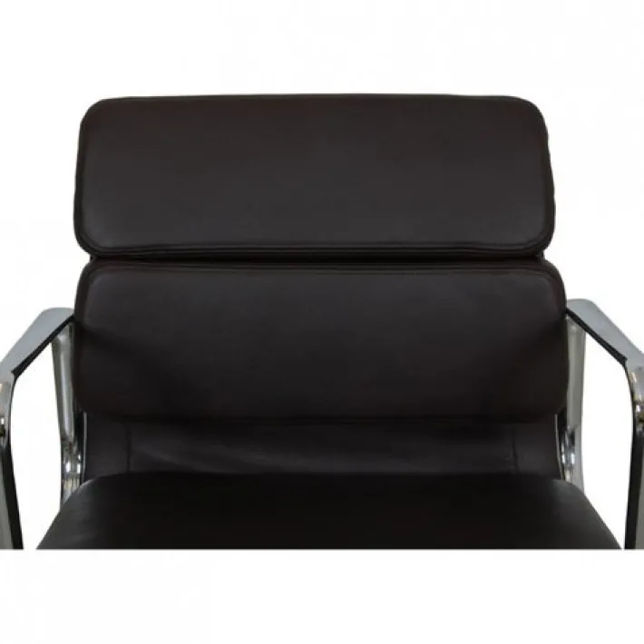 Pamono Vintage EA-208 Chair in Dark Brown Leather by Charles Eames, 2000s Sale