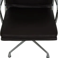 Pamono Vintage EA-208 Chair in Dark Brown Leather by Charles Eames, 2000s Sale