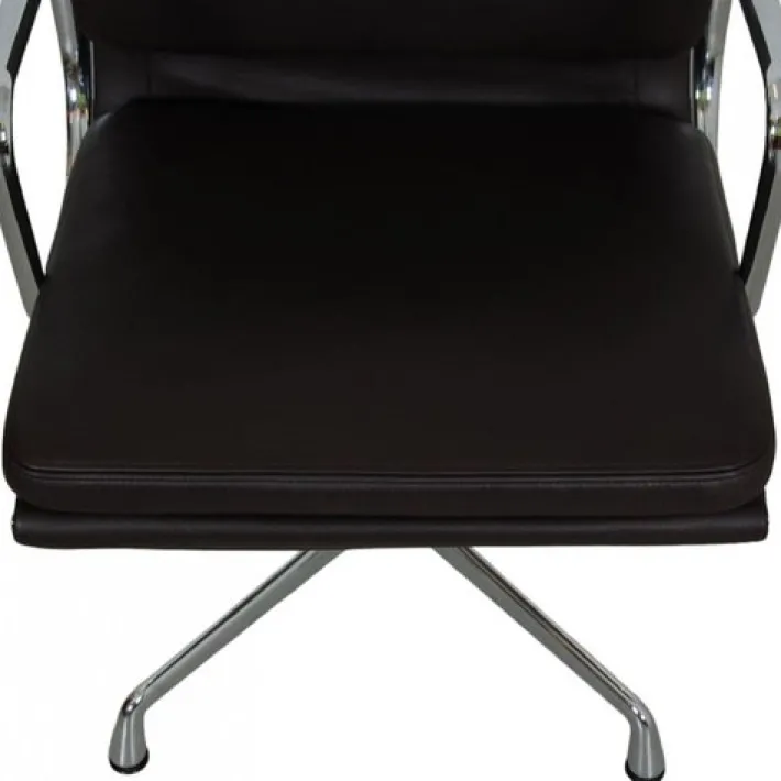 Pamono Vintage EA-208 Chair in Dark Brown Leather by Charles Eames, 2000s Sale