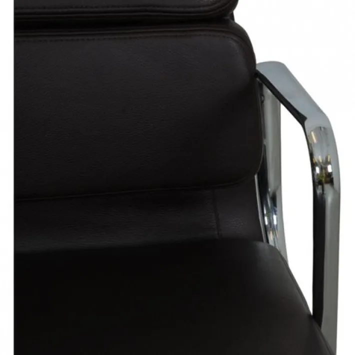 Pamono Vintage EA-208 Chair in Dark Brown Leather by Charles Eames, 2000s Sale