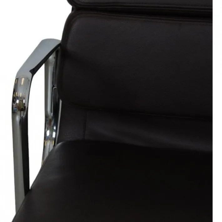 Pamono Vintage EA-208 Chair in Dark Brown Leather by Charles Eames, 2000s Sale