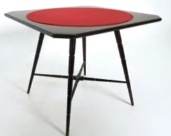 Pamono Vintage Ebonized Beech Game Table with Red Fabric from Chiavari, 1950s Sale